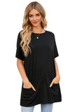 Side Pockets Short Sleeve Tunic Top