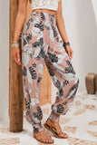 Boho Smocked Waist Floral Print Jogger Casual Pants