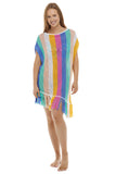 Stripe Tasseled Crochet Beach Cover Up