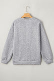 Cable Textured Drop Shoulder Pullover Sweatshirt