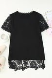 Lace Overlay Short Sleeve Top