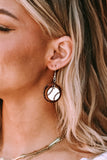 Baseball Pattern Wood Round Drop Earrings