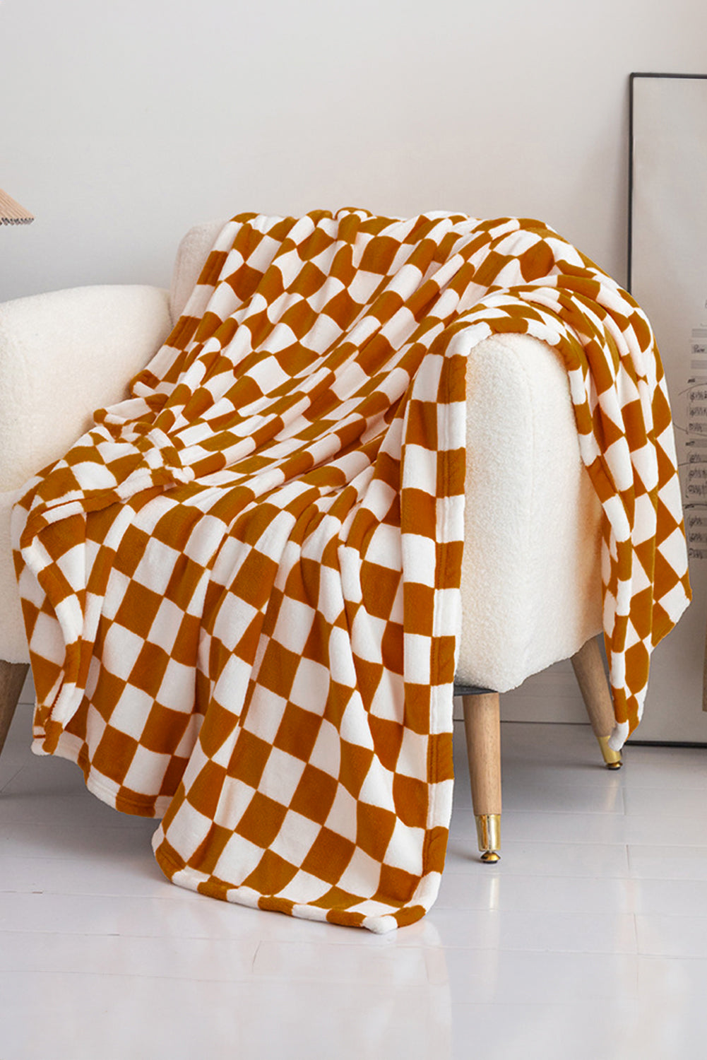 Yellow Checkerboard Printed Soft Throw Blanket 120*200cm