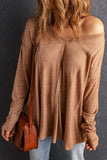 Seamed Loose Fit V Neck Long Sleeve Top