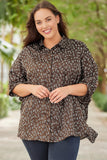 Buttoned Batwing Sleeve Plus Size Shirt