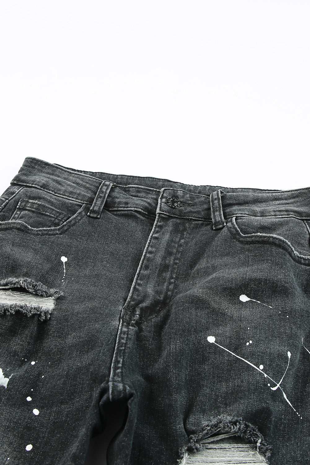 Jean skinny effet vieilli noir Ink Splash 