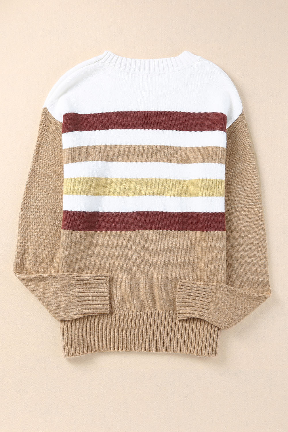 Crew Neck Striped Long Sleeve Sweater