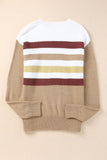 Crew Neck Striped Long Sleeve Sweater