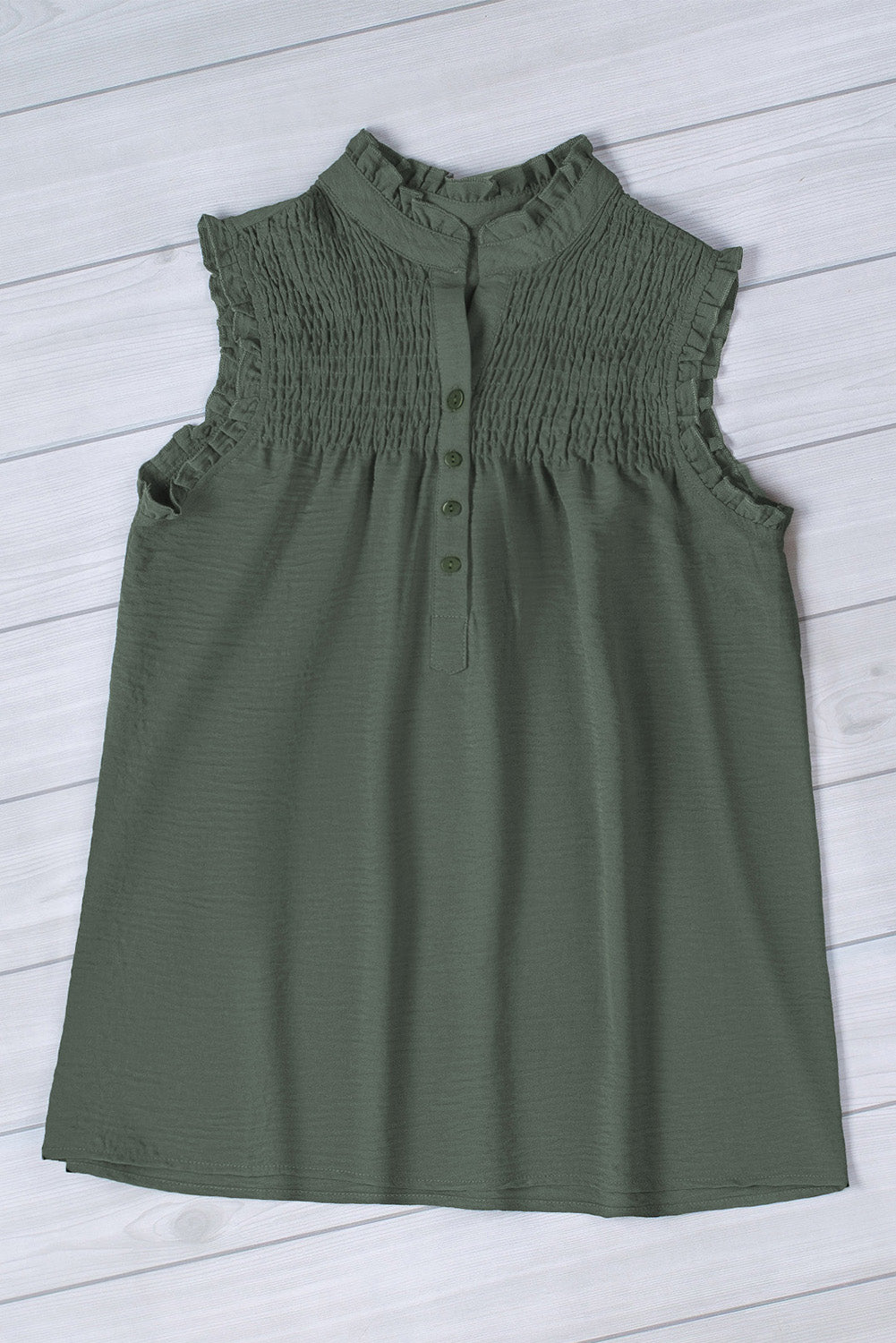 Frilled Tank Top with Buttons