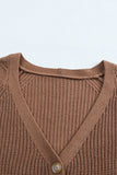 Bishop Sleeve Button V Neck Sweater