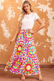 Abstract Floral Pattern Maxi Skirt