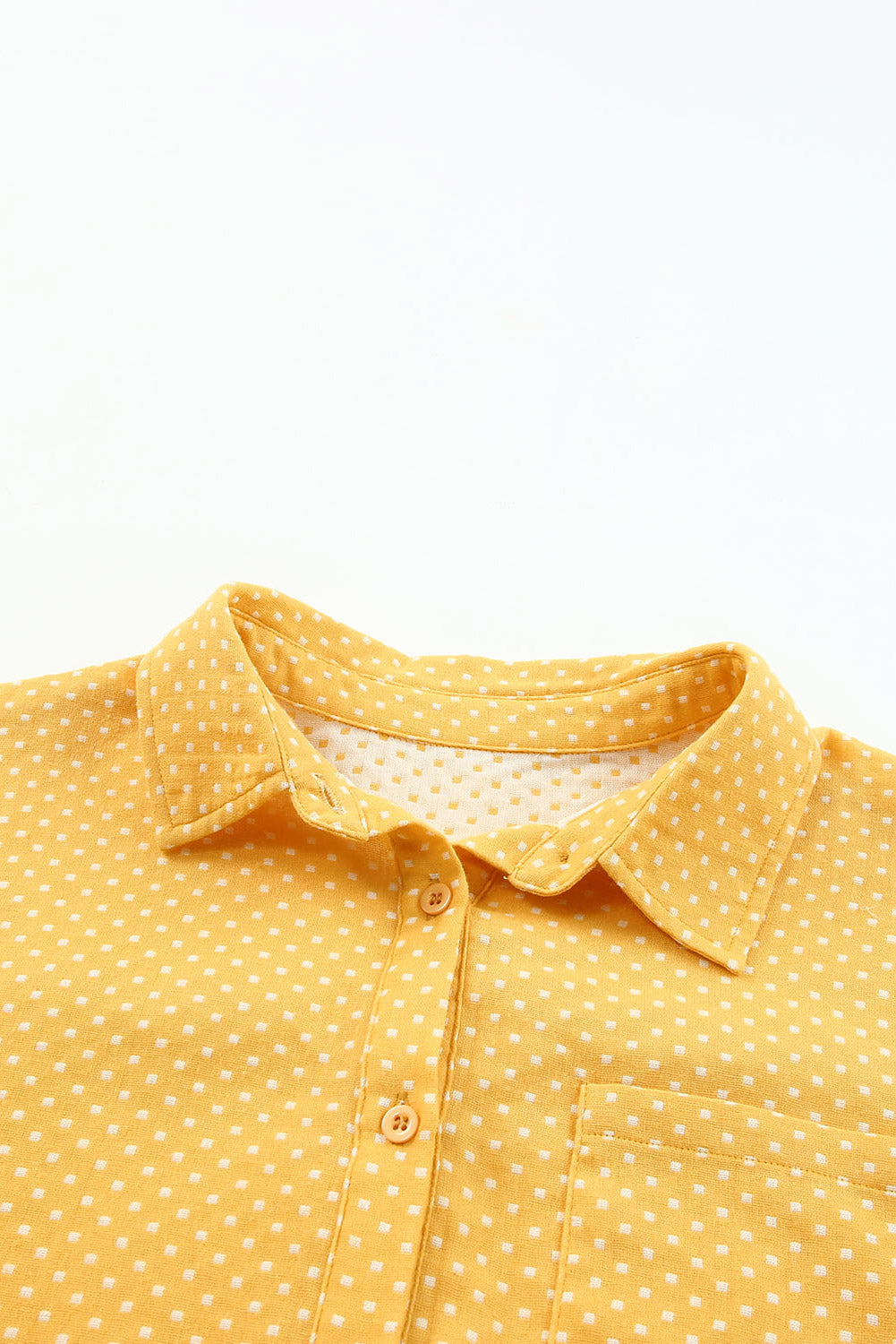 Rolled Short Sleeve Polka Dot Print Shirt