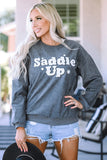 Sweat-shirt graphique gris Saddle Up à cordon 