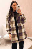 Plaid Flap Pocket Smocked Cuff Shacket