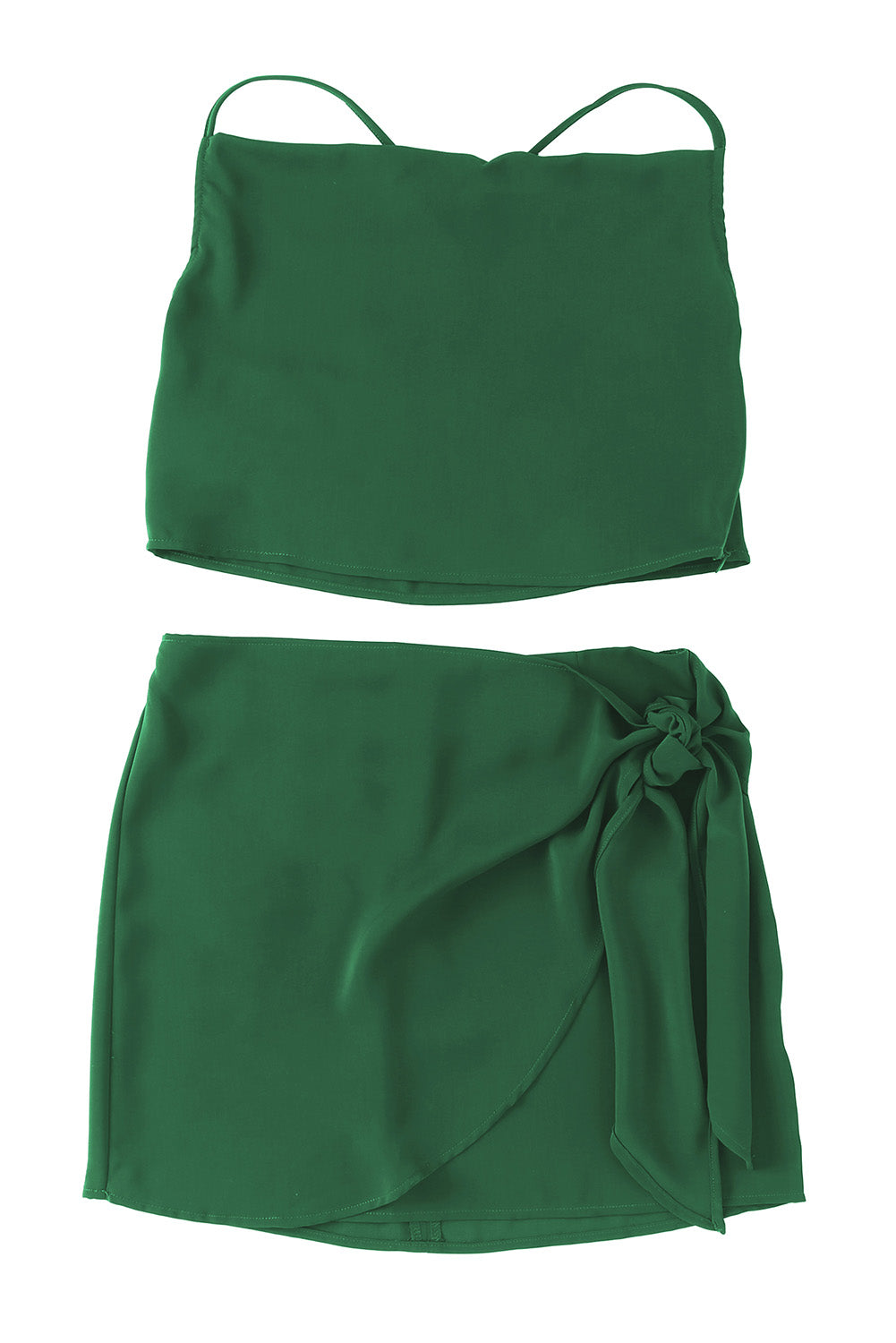 Drape Crop Top and Wrap Skirt Set