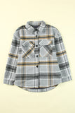 Plaid Print Pocketed Shirt Jacket