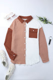 Color Block Textured Long Sleeve Shirt with Pocket