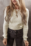 White Cable Knit Cropped Sweater