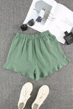 High Waist Pocketed Ruffle Shorts