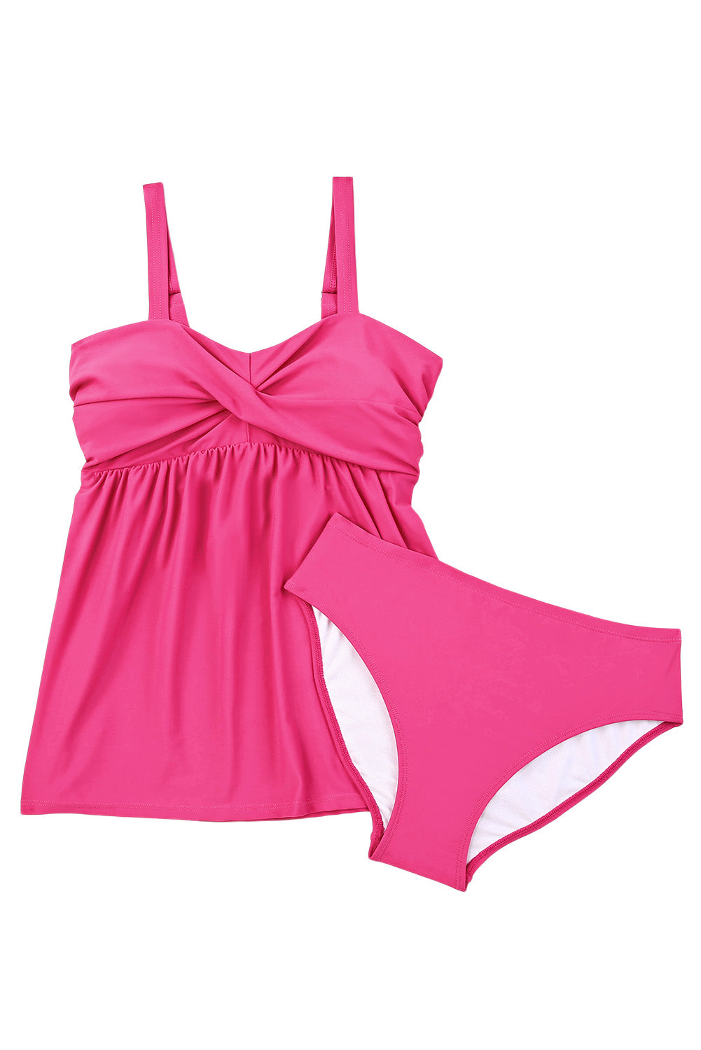 Adjustable Straps Ruched 2pcs Tankini Swimsuit