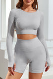 Long Sleeve Seamless Crop Smoke