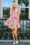 Floral Print Short Sleeve Shirt Dress