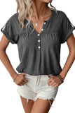 V-Neck Rolled Short Sleeve Henley Top