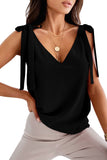 Tie On Shoulder V Neck Tank Top