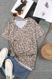 V Neck Front Pocket Leopard Tee