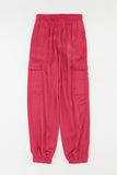 Satin Pocketed Drawstring Elastic Waist Pants