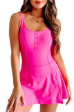 Open Back Side Split Seamed One-piece Swim Dress