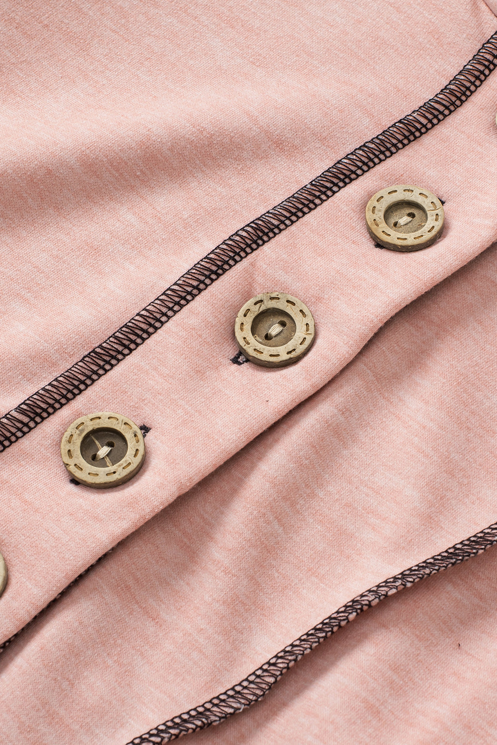 Pink Buttons Front Princess Line Out Seam Hoodie