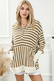 Striped Contrast Thumbhole Oversized Hoodie