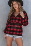 Buffalo Plaid Zipped Front Pocketed Hoodie