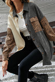 Color Block Leopard Patched Corduroy Shacket