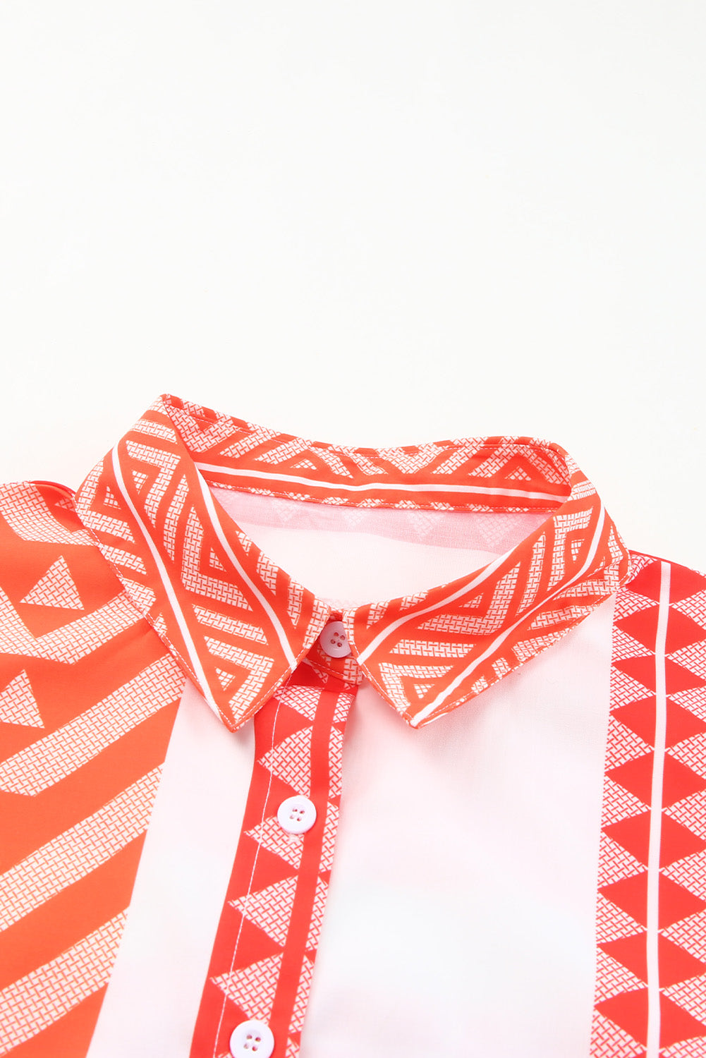 Geometric Striped Buttoned Short Sleeve Shirt