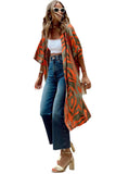 Abstract Print Half Sleeves Kimono