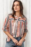 Striped 3/4 Sleeve Blouse