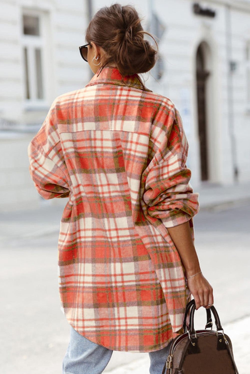 Plaid Flap Pocket Long Sleeve Shacket