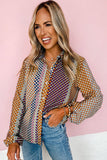 Dot Print Long Sleeve Button Down Shift Shirt