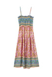 Floral Print Bodice Spaghetti Strap Maxi Dress