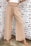 Pink Textured High Waist Wide Leg Plus Size Pants