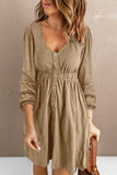 Button Up High Waist Long Sleeve Dress