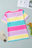 Striped Color Block V Neck T Shirt