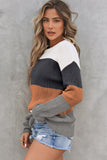 Color Block Knitted O-neck Pullover Sweater