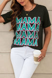 MAMA Letter Print Vintage Leopard Graphic T Shirt