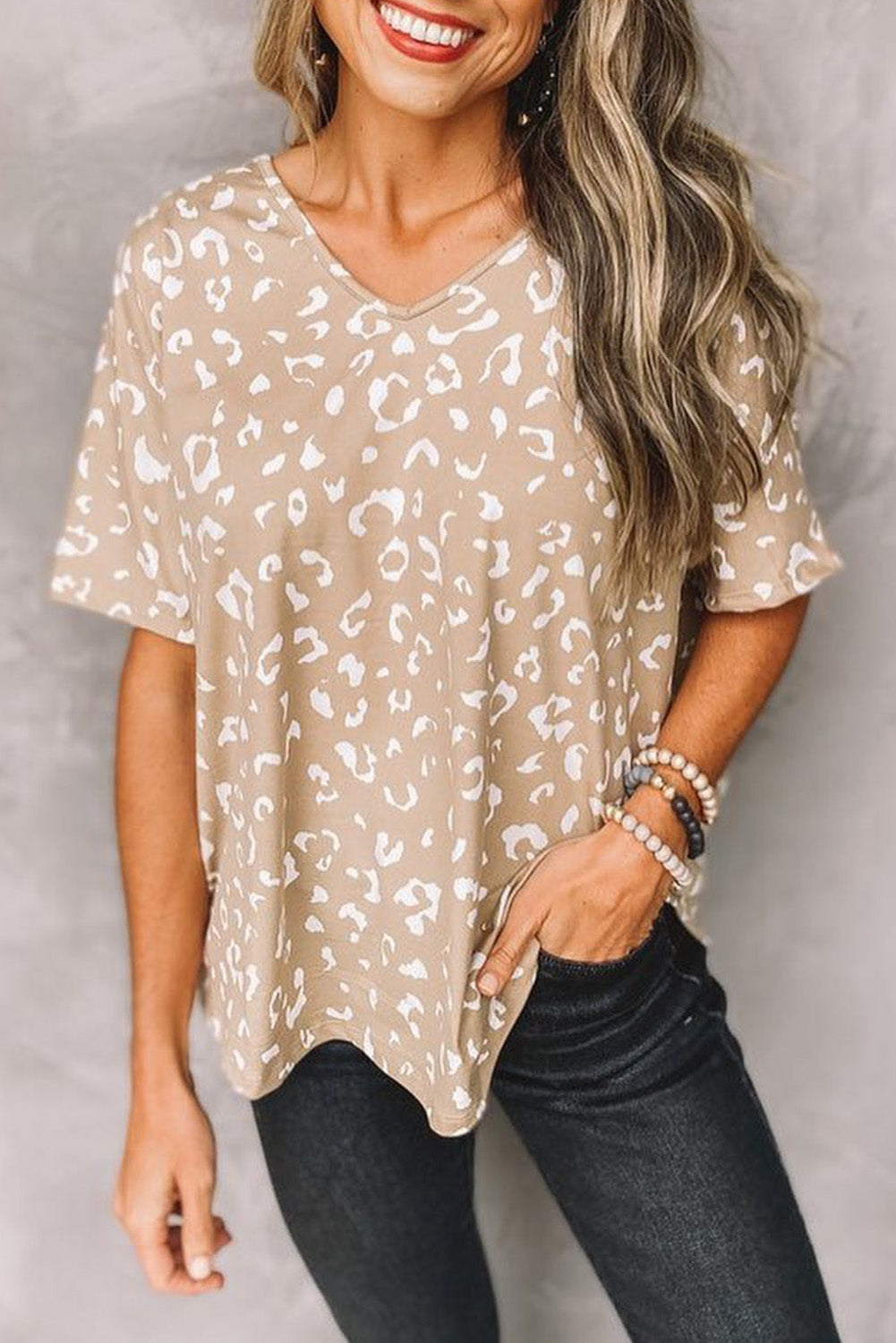 Leopard Spots Print Loose T Shirt