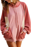 Drawstring Pullover Pocketed Colorblock Sweatshirt