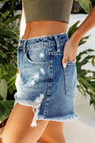 Distressed Raw Edge Jean Shorts