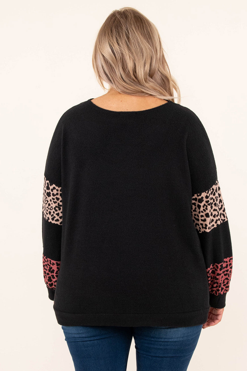 Plus Size Leopard Patchwork Strappy Neck Top